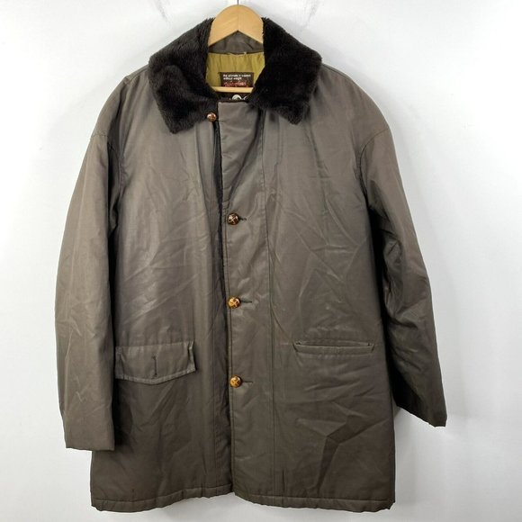 Vintage 70s Deacon Brothers Mens XL Down Lined Brown Jacket Coat Faux Sherpa - Picture 2 of 11